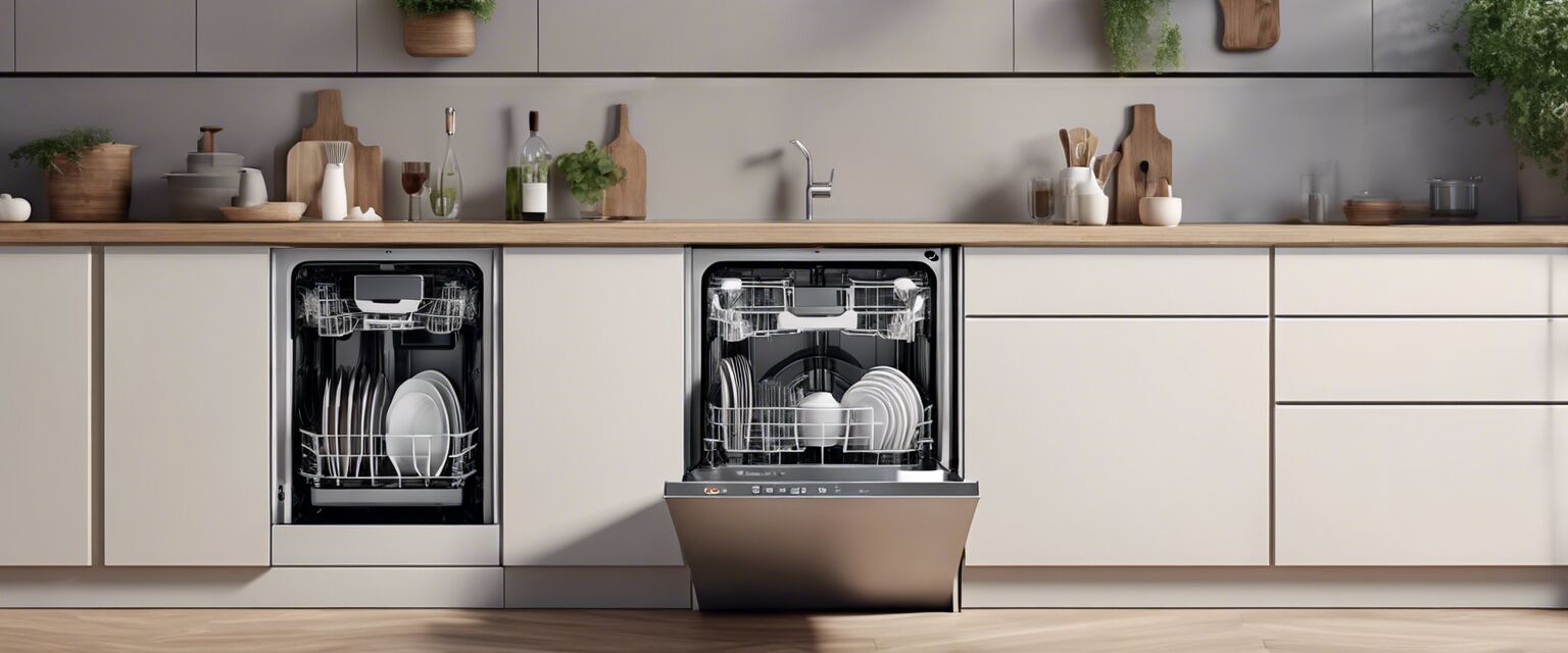 Energiezuinige vaatwasser in een heldere keuken